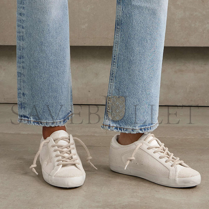 GOLDEN GOOSE SUPER-STAR LEATHER-TRIMMED BEADED CANVAS SNEAKERS GWF00101.F007301.60338